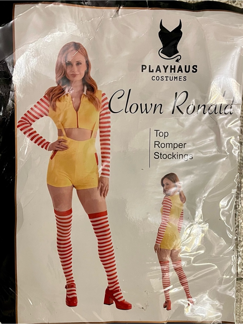 Women's Clown Ronald Yellow & Red Costume by PlayHaus Costumes Original Package